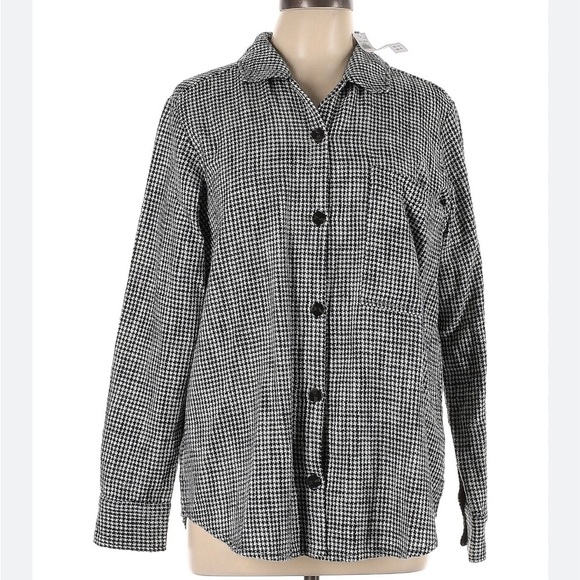 ABERCROMBIE & FITCH | NWOT LARGE CHECKERED-GINGHAM OVERSIZED TWEED SHIRT - Picture 1 of 4